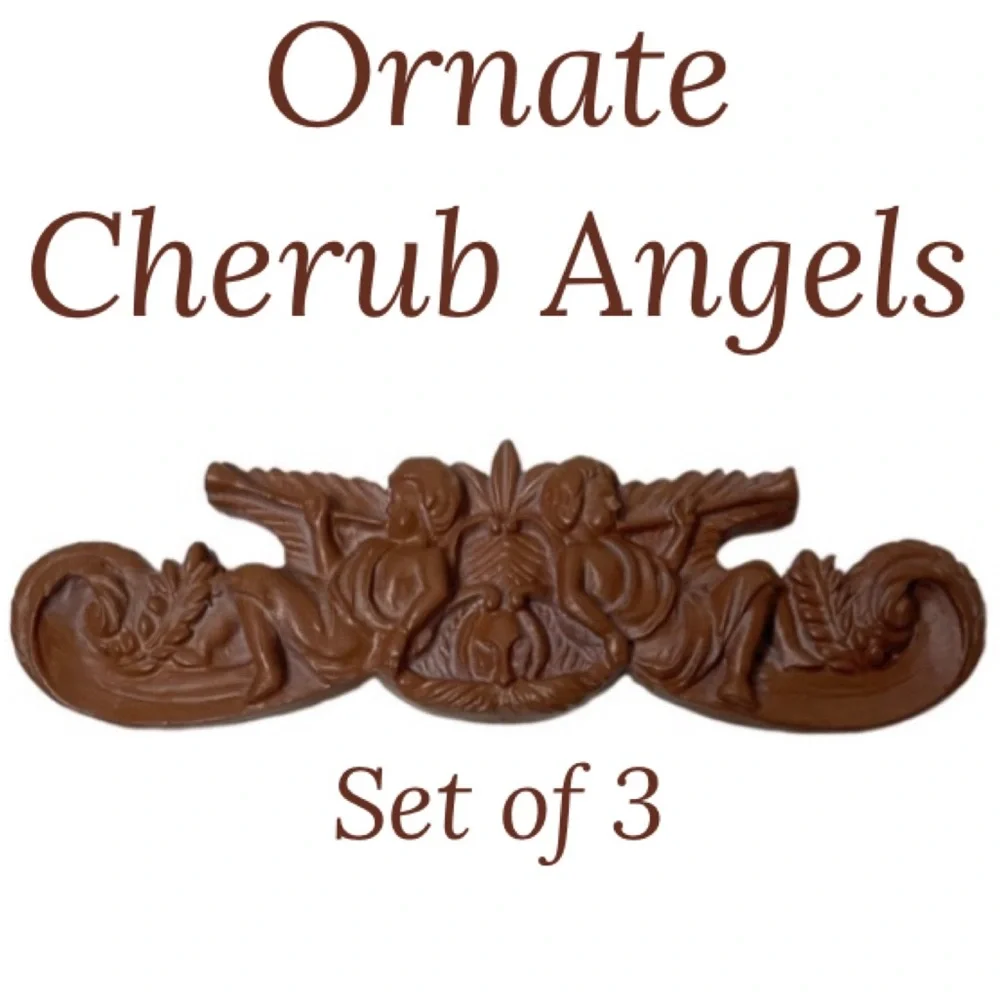 Vintage Angels Cherub Ornate Victorian Carved Resin Art Handcrafted Ornaments